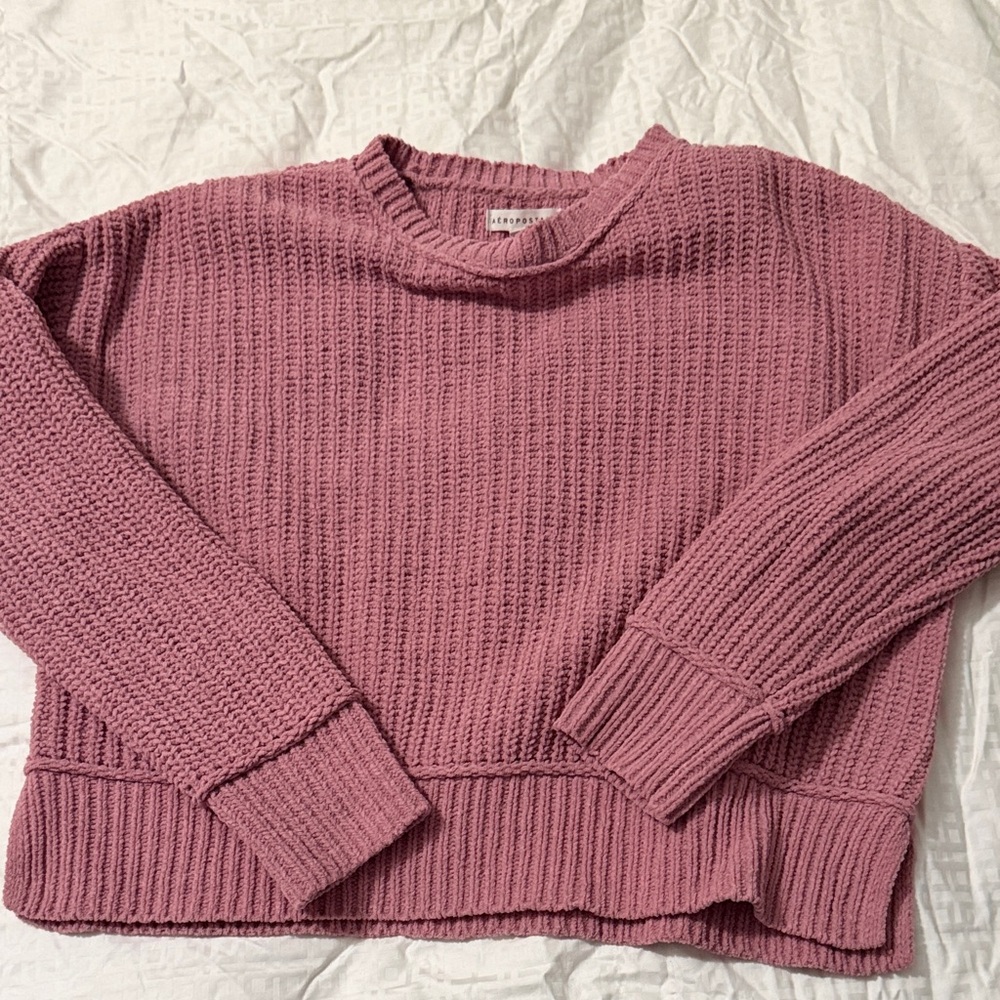 Aeropostale Women's Dusty Rose Crew Neck crop Sweater
